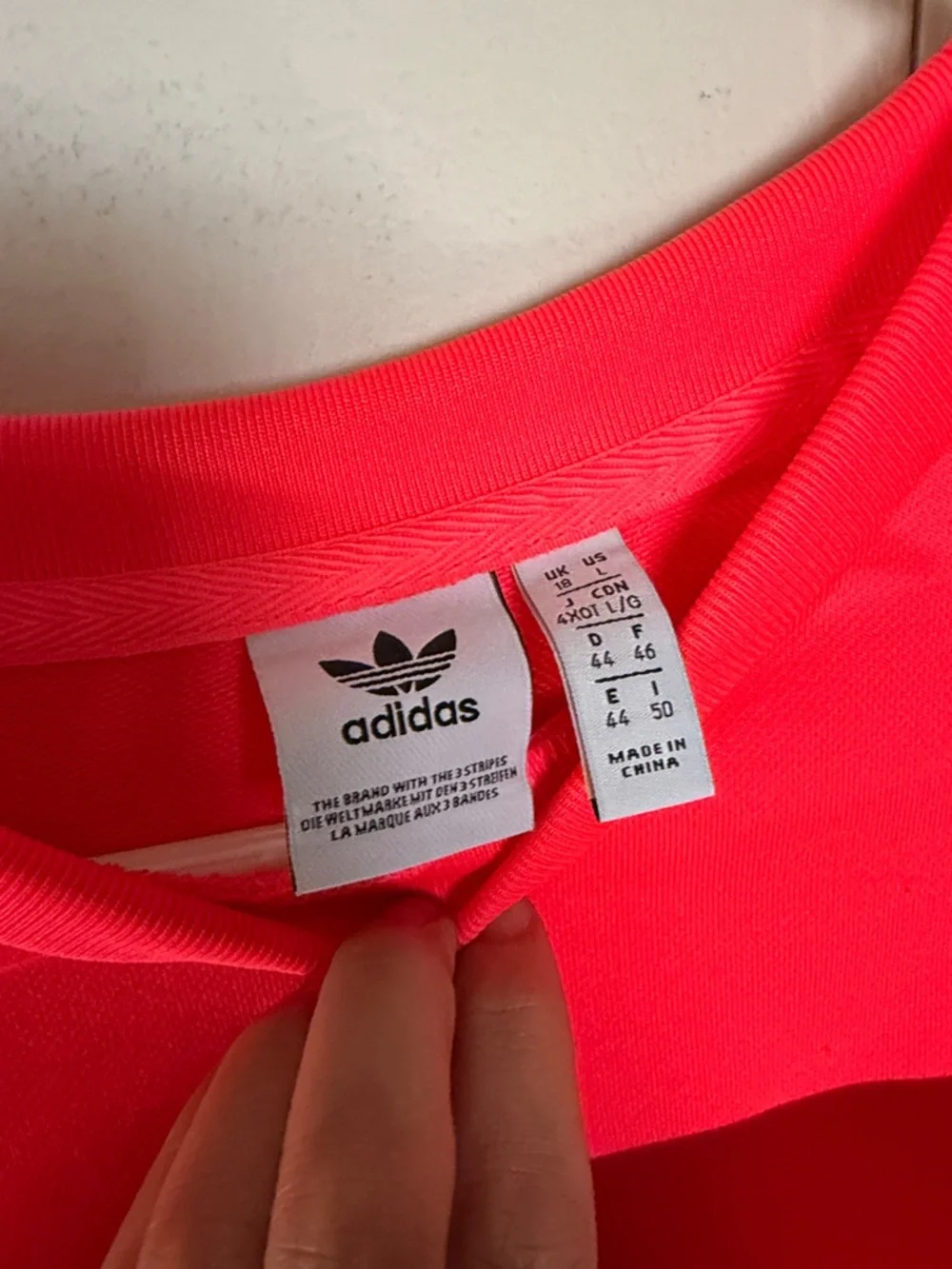 adidas Neon Pink Trefoil Pullover Sweatshirt - Picture 2 of 3